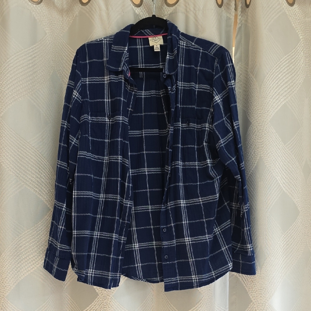 St. John's Bay Blue Plaid Button Down Shirt